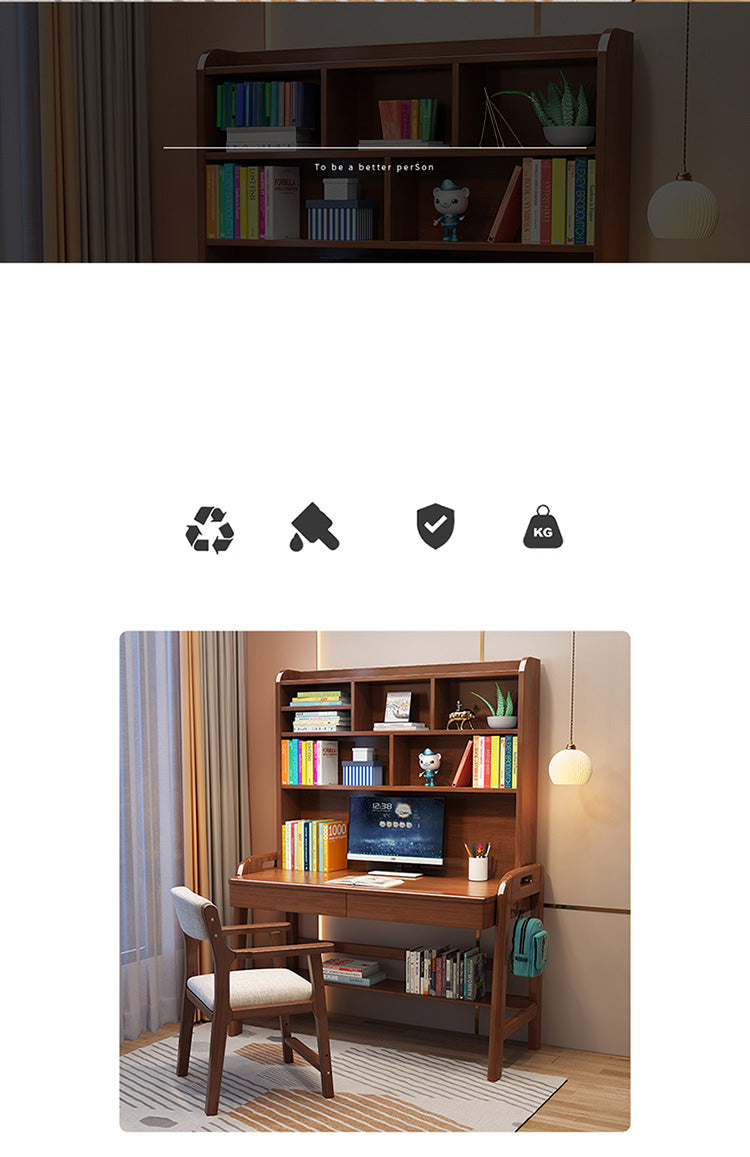 Stylish Multi-Color Home Office Desk - Natural Wood, White, Blue, Pink - Durable Rubber Wood and Particle Board fl-258