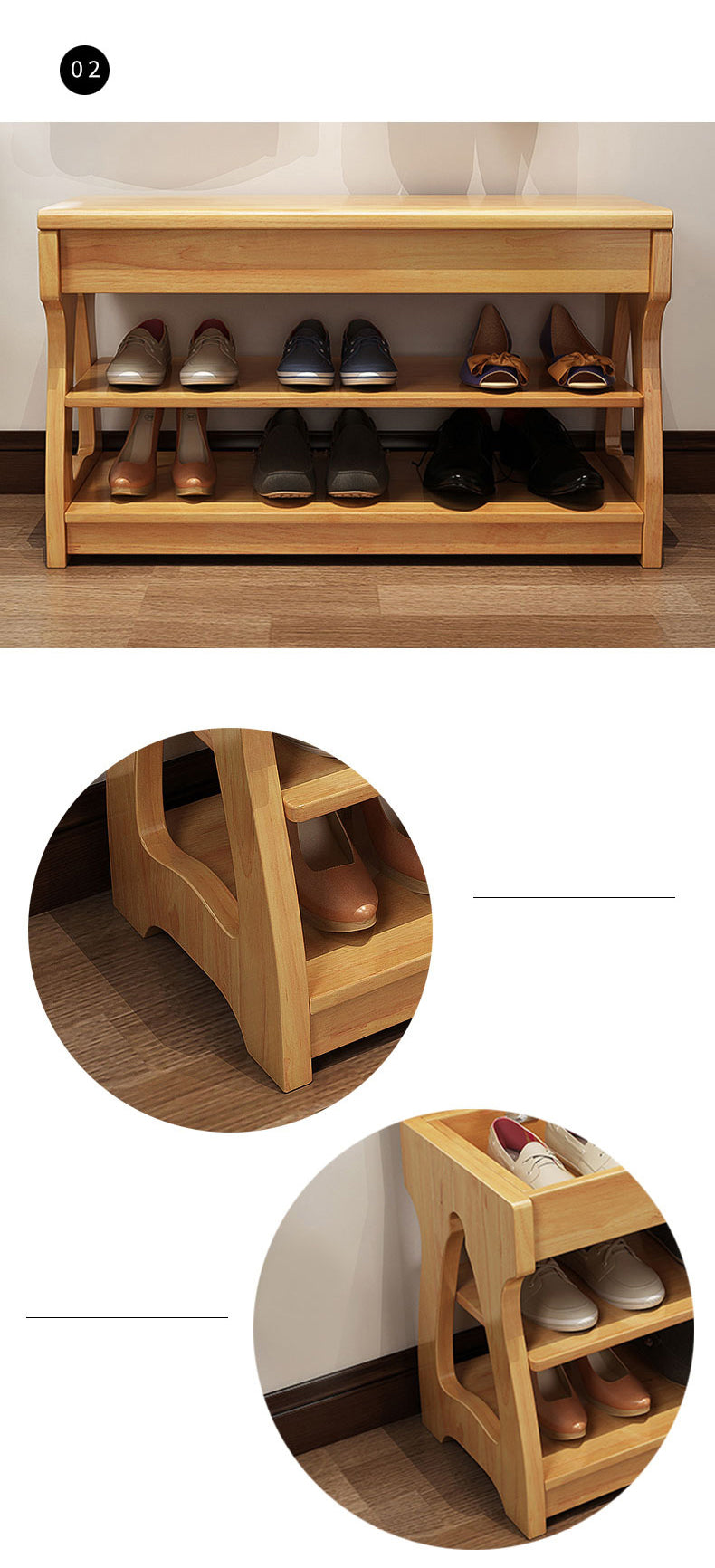 Elegant Rubber Wood Stool – Premium Brown & White Finish for Stylish Home Decor fl-259