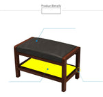 Elegant Brown Rubber Wood Stool with White PU Leather Seat and Particle Board Frame fl-260