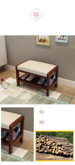 Elegant Brown Rubber Wood Stool with White PU Leather Seat and Particle Board Frame fl-260