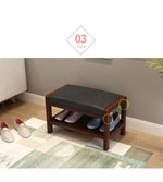 Elegant Brown Rubber Wood Stool with White PU Leather Seat and Particle Board Frame fl-260