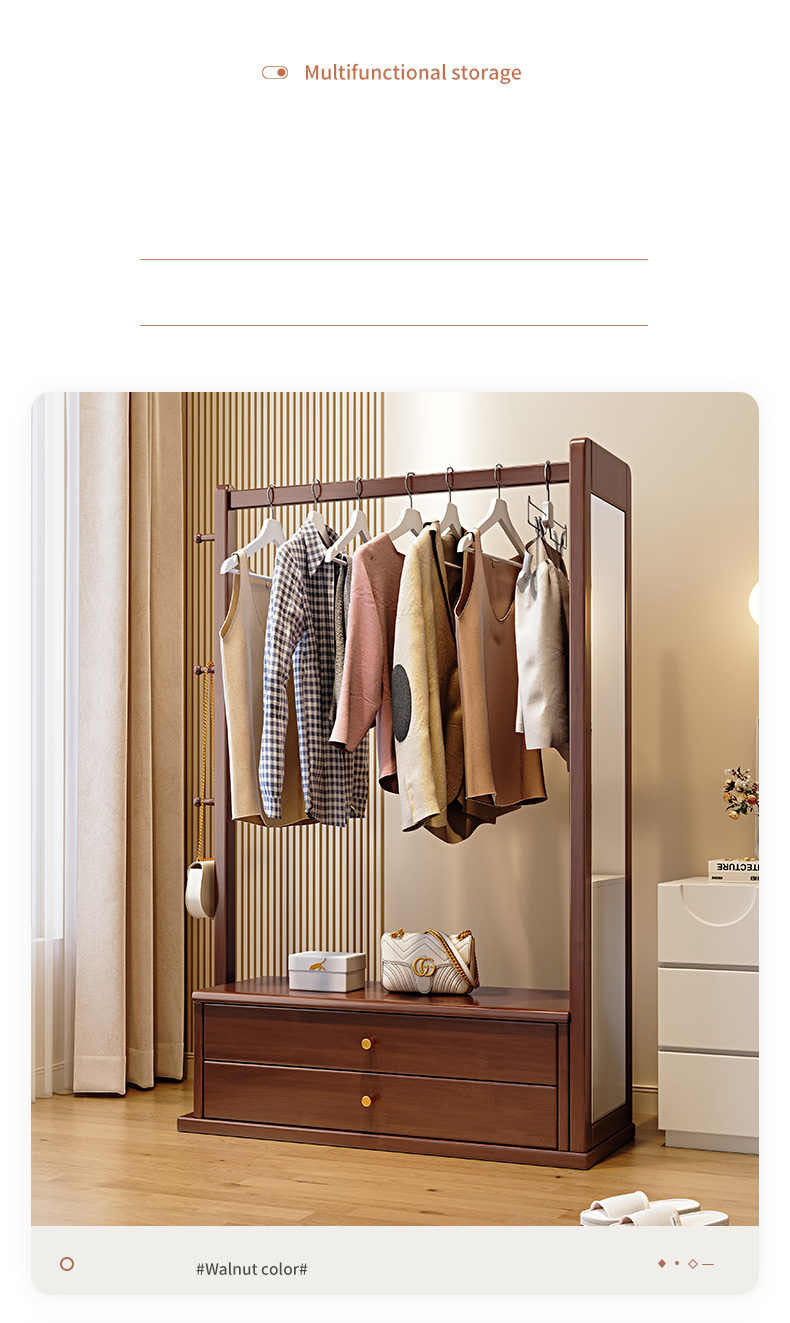 Elegant Multi-Color Coat Hanger - Natural Wood, Brown, White & Gray Finishes with Glass Elements fl-267