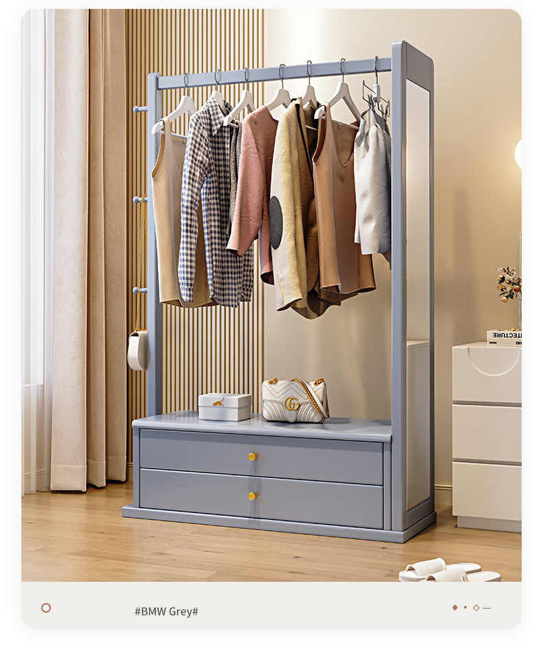 Elegant Multi-Color Coat Hanger - Natural Wood, Brown, White & Gray Finishes with Glass Elements fl-267