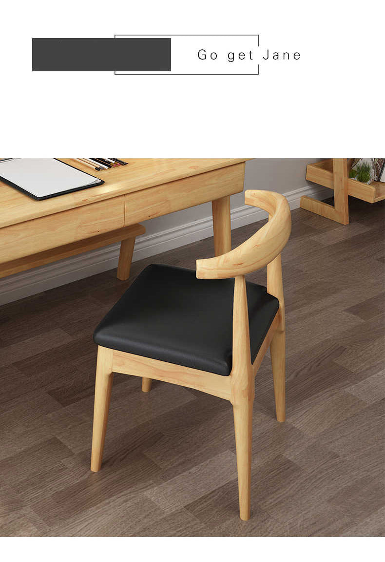 Elegant Rubber Wood Upholstered Chair in Natural Brown and White PU Leather fl-271