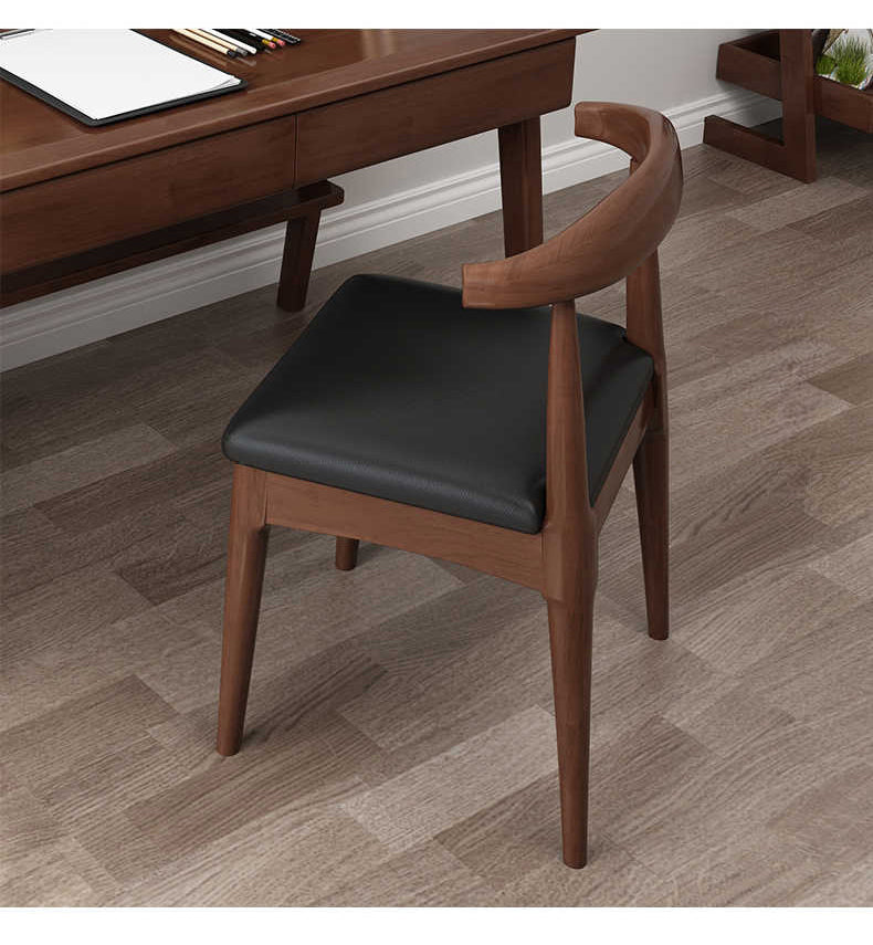 Elegant Rubber Wood Upholstered Chair in Natural Brown and White PU Leather fl-271