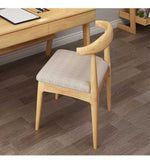 Elegant Rubber Wood Upholstered Chair in Natural Brown and White PU Leather fl-271
