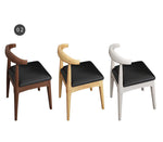 Elegant Rubber Wood Upholstered Chair in Natural Brown and White PU Leather fl-271