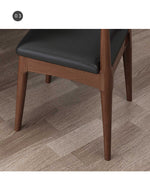 Elegant Rubber Wood Upholstered Chair in Natural Brown and White PU Leather fl-271