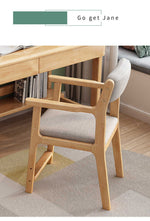 Stylish Rubber Wood Chair in Natural Brown with Cotton-Ramie Cushion – Available in White, Blue, and Pink fl-272