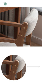 Stylish Rubber Wood Chair in Natural Brown with Cotton-Ramie Cushion – Available in White, Blue, and Pink fl-272