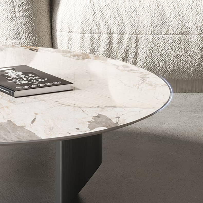 Sleek Sintered Stone Tea Table with Stainless Steel Frame – Modern Elegance for Your Home fld-2745