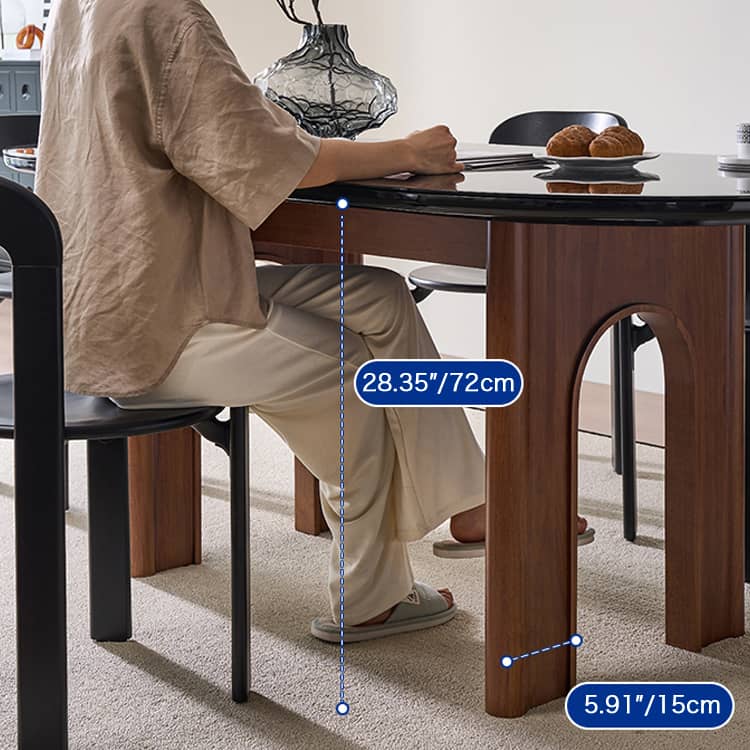 Elegant Oak Wood and Tempered Glass Table - Solid Wood Design fld-2755