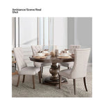 Elegant Round Oak Multi-Layer Board Dining Table with Upholstered Chairs - Perfect for Modern Homes fljgj-2110