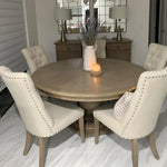 Elegant Round Oak Multi-Layer Board Dining Table with Upholstered Chairs - Perfect for Modern Homes fljgj-2110