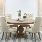 Elegant Oak Dining Chair with Cotton-Ramie Upholstery and Stylish Nailhead Trim - Perfect for Modern Homes fljgj-2111