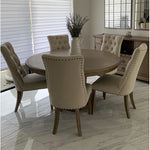 Elegant Oak Dining Chair with Cotton-Ramie Upholstery and Stylish Nailhead Trim - Perfect for Modern Homes fljgj-2111
