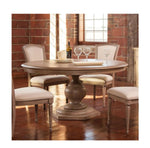Elegant Oak Dining Chair with Cotton-Ramie Upholstery and Stylish Nailhead Trim - Perfect for Modern Homes fljgj-2111