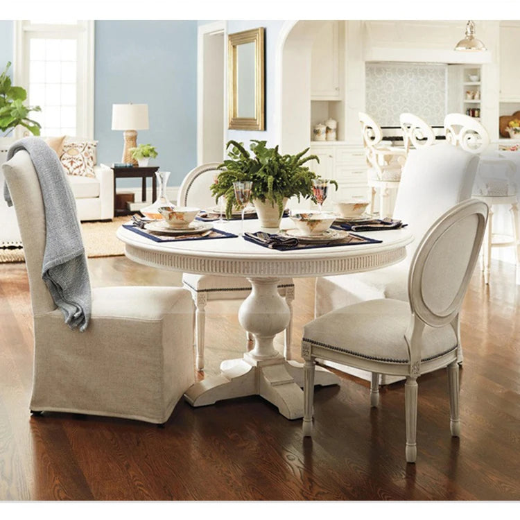 Elegant Oak Chair with Cotton-Ramie Upholstery and Rattan Weaving for Chic Dining Spaces fljgj-2113