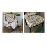 **Elegant Oak Wingback Chair with Floral Cotton-Ramie Fabric - Cozy Accent for Any Living Space** fljgj-2114