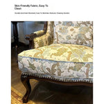 **Elegant Oak Wingback Chair with Floral Cotton-Ramie Fabric - Cozy Accent for Any Living Space** fljgj-2114