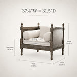 Distressed Cotton Linen Pull-Out Sofa Bed, American Country French Style 1/2/3-Seater Couch with Solid Wood Frame fljgj-2115