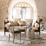 Distressed Cotton Linen Pull-Out Sofa Bed, American Country French Style 1/2/3-Seater Couch with Solid Wood Frame fljgj-2115