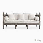Distressed Cotton Linen Pull-Out Sofa Bed, American Country French Style 1/2/3-Seater Couch with Solid Wood Frame fljgj-2115