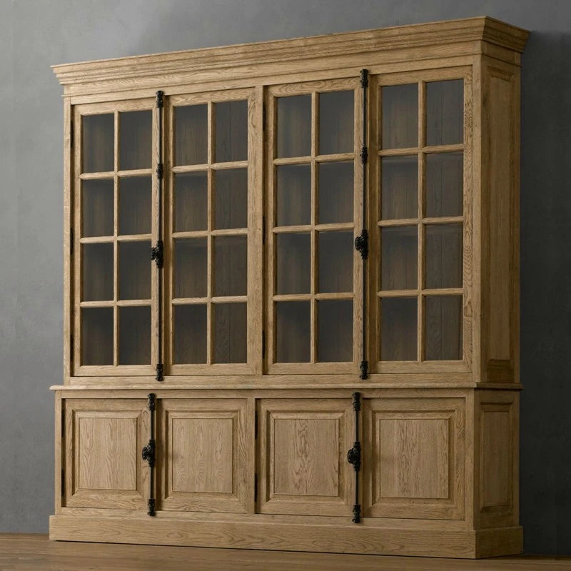 Elegant Oak Multi-Layer Board Glass Cabinet - Stylish Storage Solution for Your Home fljgj-2116