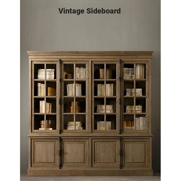 Elegant Oak Multi-Layer Board Glass Cabinet - Stylish Storage Solution for Your Home fljgj-2116