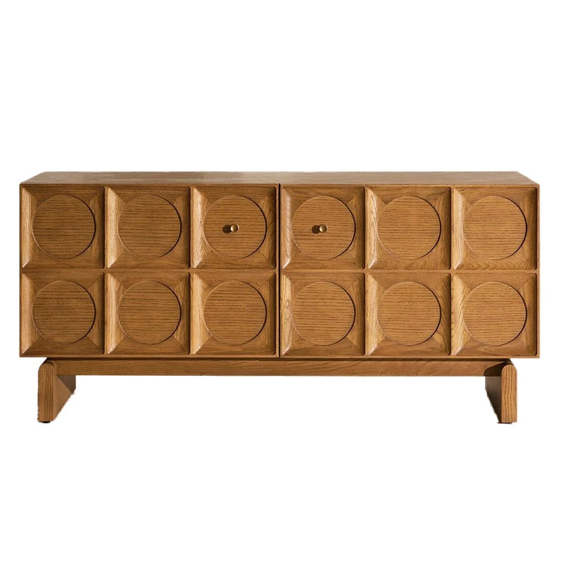 Stylish Oak Multi-Layer Board Cabinet with Unique Circular Design - Perfect for Modern Home Décor and Entertainment Storage fljgj-2120