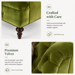 Green Velvet Sofa Set, American Country Vintage 2/3-Seater Couch for Living Room fljgj-2124