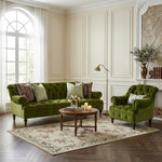 Green Velvet Sofa Set, American Country Vintage 2/3-Seater Couch for Living Room fljgj-2124