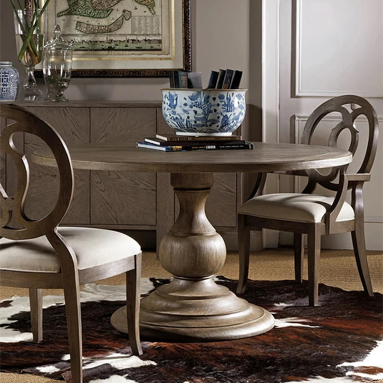 Elegant Oak Multi-layer Round Dining Table - Timeless Design for Modern Homes fljgj-2125