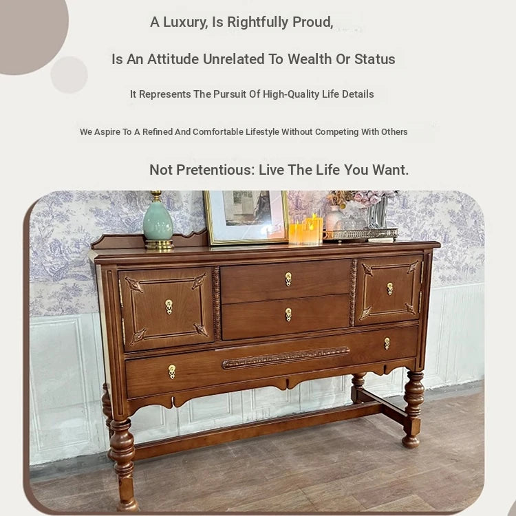 Elegant Oak Multi-layer Board Cabinet with Intricate Detailing and Storage Drawers - Perfect for Home Decor fljgj-2130