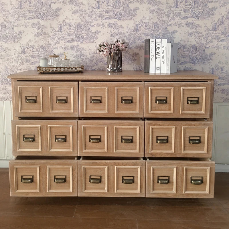 Stylish Oak Multi-Layer Board Cabinet with Vintage Drawer Handles – Perfect Storage Solution for Any Room fljgj-2134