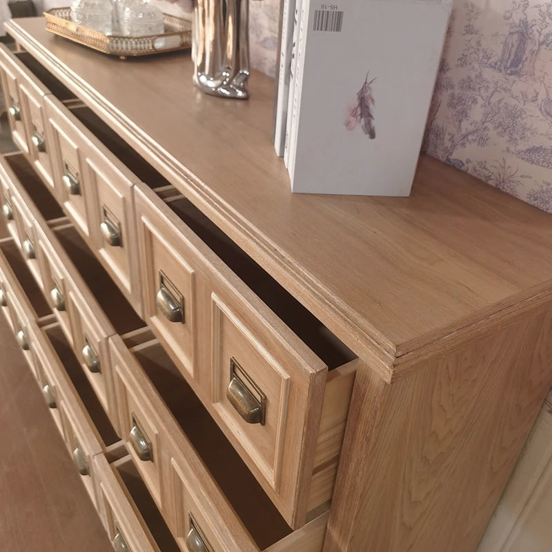 Stylish Oak Multi-Layer Board Cabinet with Vintage Drawer Handles – Perfect Storage Solution for Any Room fljgj-2134