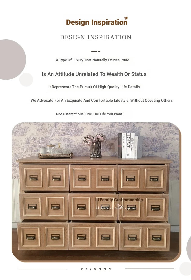 Stylish Oak Multi-Layer Board Cabinet with Vintage Drawer Handles – Perfect Storage Solution for Any Room fljgj-2134