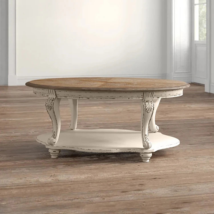 Elegant Oak Multi-Layer Board Coffee Table with Decorative Legs – Perfect for Living Room Style fljgj-2136