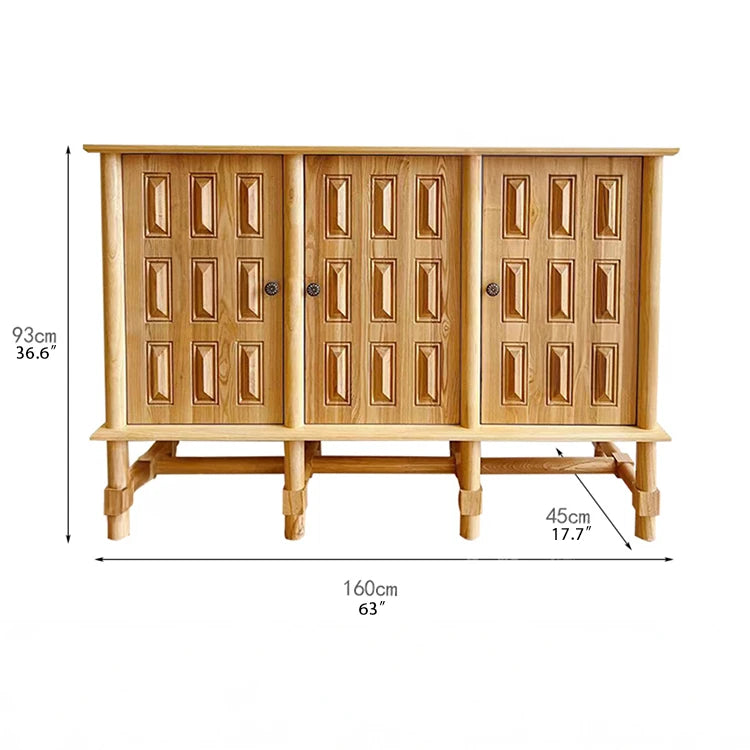 Stylish Oak Multi-Layer Board Cabinet with Unique Patterned Doors – Perfect Storage Solution for Modern Homes! fljgj-2139