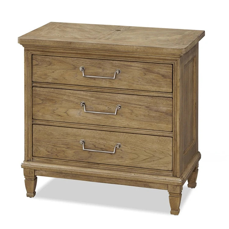 Stylish Oak Bedside Cupboard with 3 Drawers - Elegant Multi-Layer Design for Your Bedroom fljgj-2140