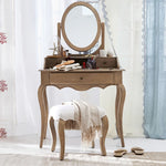 Elegant Oak Makeup Table with Multi-Layer Board and Glass Mirror – Perfect for Your Vanity Space fljgj-2141
