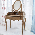 Elegant Oak Makeup Table with Multi-Layer Board and Glass Mirror – Perfect for Your Vanity Space fljgj-2141