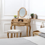 Elegant Oak Makeup Table with Multi-Layer Board and Glass Mirror – Perfect for Your Vanity Space fljgj-2141