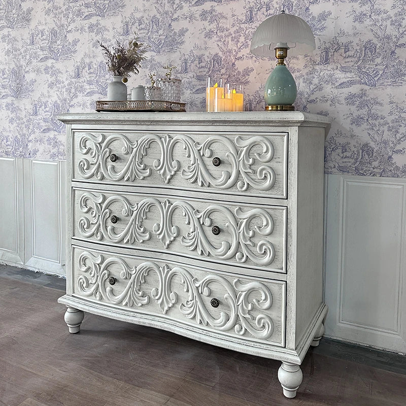 Elegant Oak Multi-Layer Board Cabinet with Intricate Carvings | Chic Storage Solution for Any Room fljgj-2142