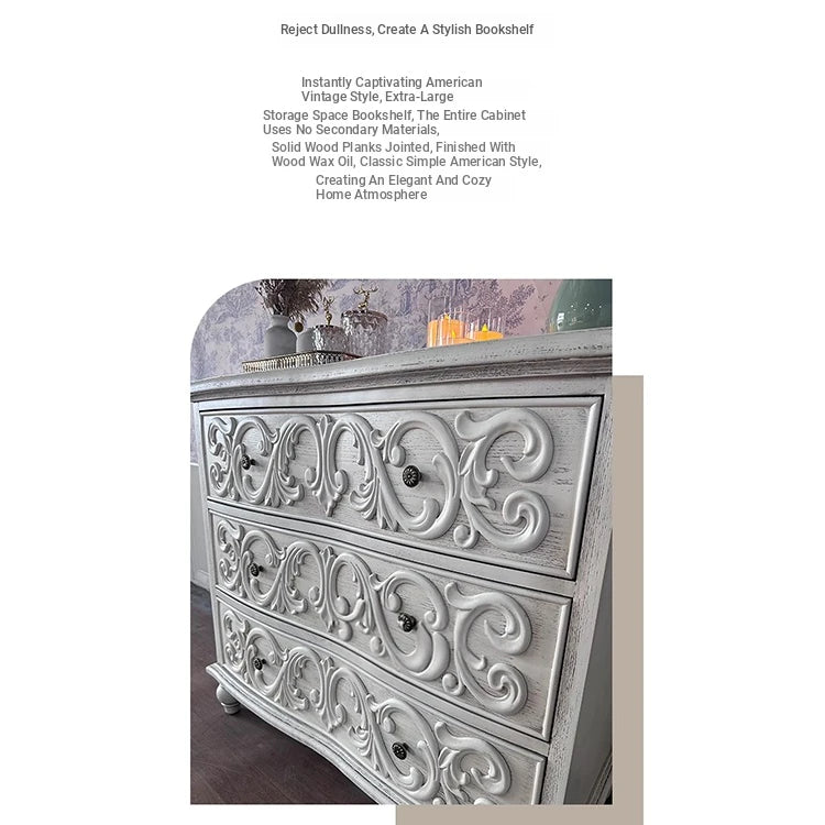 Elegant Oak Multi-Layer Board Cabinet with Intricate Carvings | Chic Storage Solution for Any Room fljgj-2142