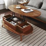 Stylish Oval Coffee Table with Storage – Modern Wooden Design for Living Room fls-5330