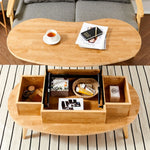 Stylish Oval Coffee Table with Storage – Modern Wooden Design for Living Room fls-5330