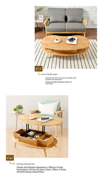 Stylish Oval Coffee Table with Storage – Modern Wooden Design for Living Room fls-5330