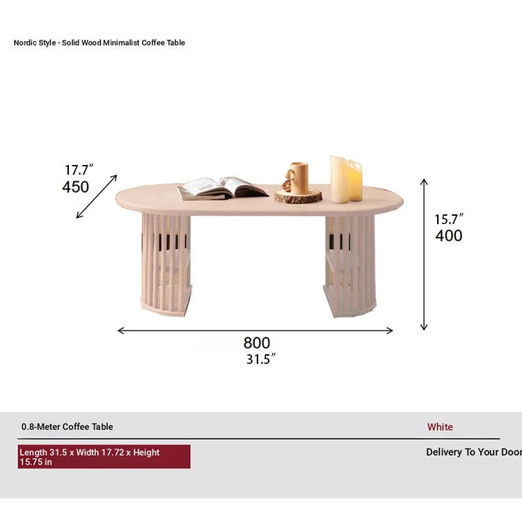 Modern Oval Coffee Table with Elegant Wooden Base – Perfect for Living Room Decor fls-5332