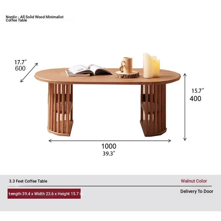 Modern Oval Coffee Table with Elegant Wooden Base – Perfect for Living Room Decor fls-5332